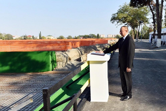 Ilham Aliyev lays foundation of Mingachevir Industrial Park 